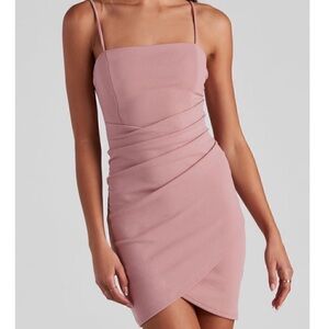 Windsor Pink Wrapped In Stylish Crepe Mini Dress